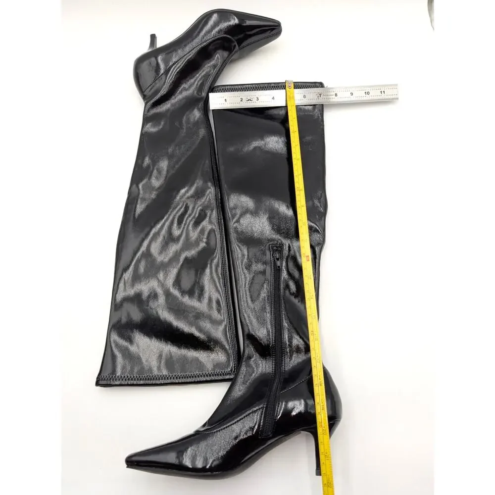Abound Carmy Over The Knee Boots Side Zip Women's Black Patent Size US6M EU36.5
